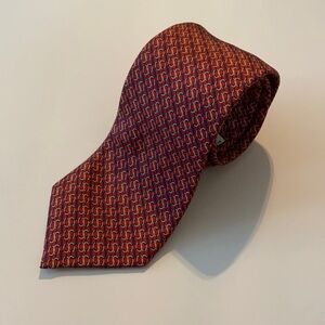 Battistoni Roma Red Silk Tie Handmade Italy